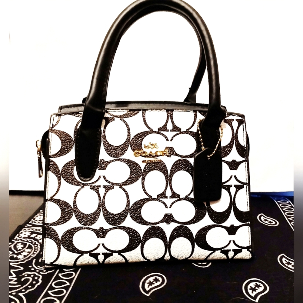 Coach Black and White Signature Handbag